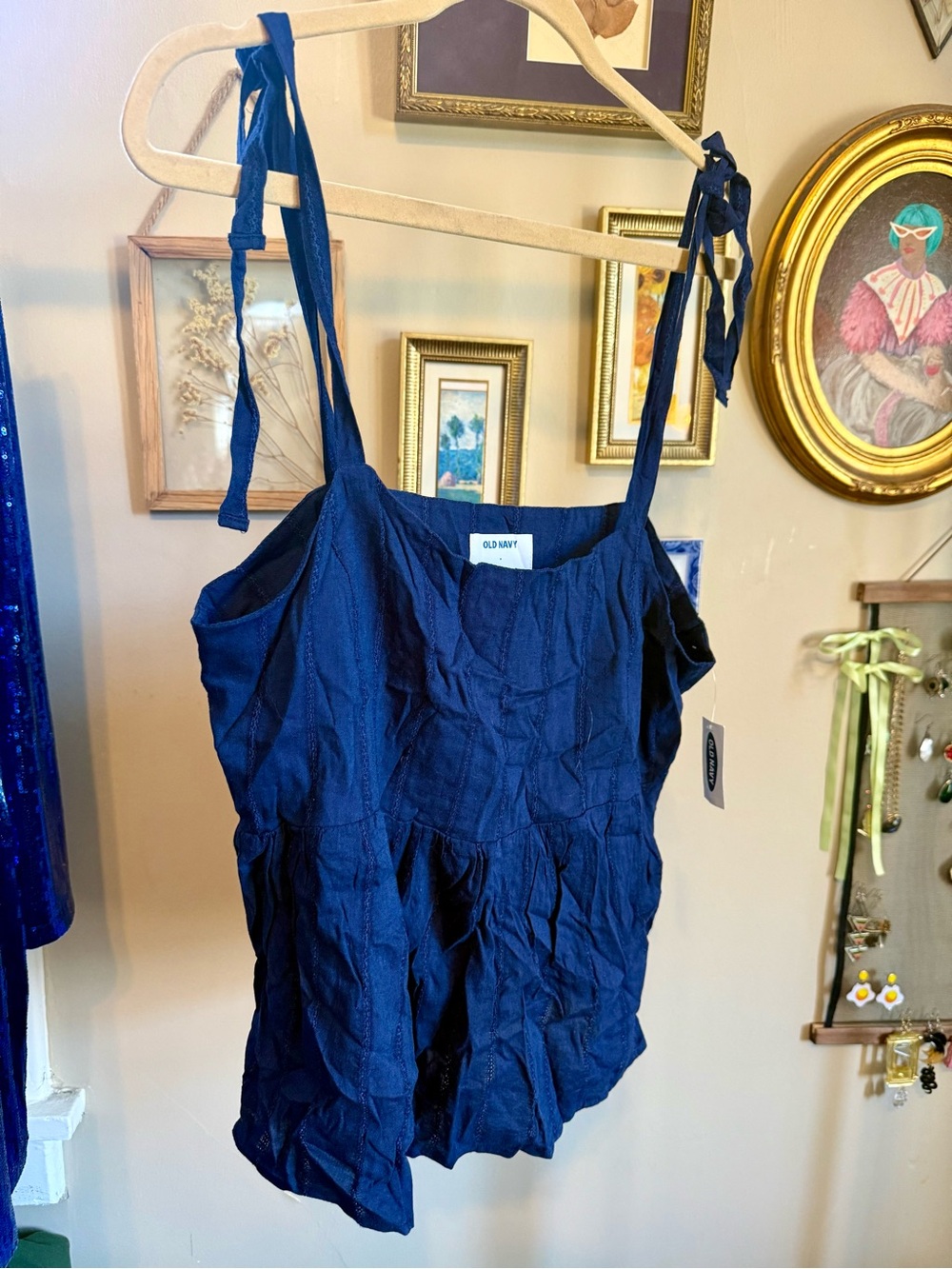 Old Navy Dark Blue Tie-Shoulder Camisole